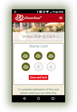 image of DinnerData Venue Stamp Card on mobile