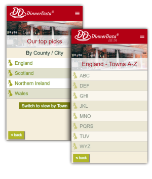 image of DinnerData Top Picks menus on mobile